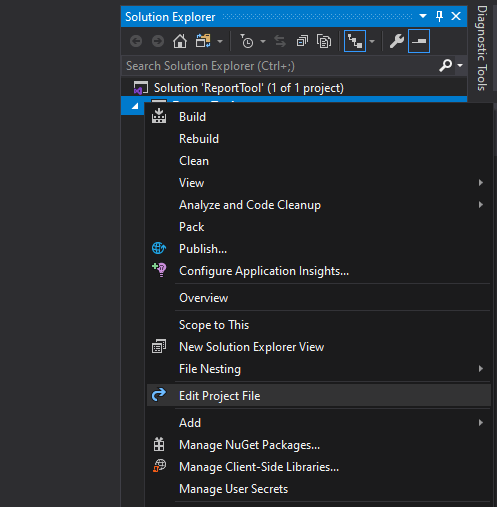 Basic settingsconfiguration of .Net Core Web Application